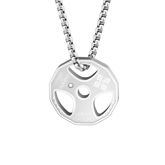 affirmation body 3d charms and pendantsendant silver gold black plate stainless steel dumbbell necklace