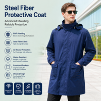 Manteau long à capuche en fibre d'acier lavable et durable, protection contre les radiations EMF, mélange coton-polyester, vêtements de travail anti-électromagnétiques