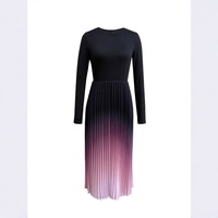 Robe longue élégante vintage à dégradé de couleurs avec taille élastique pour l'automne 2024, destinée aux marchés européens et américains