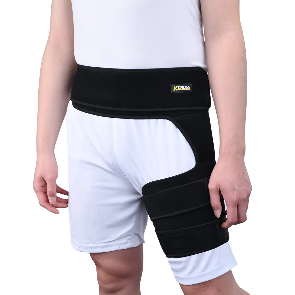 Kcross Groin Thigh Sleeve Hip Support Wrap for Pulled Groin Sciatic Nerve Pain Adjustable Neoprene Brace Hamstring Hip Support