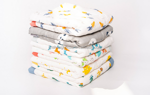 Selimut Bayi Baru Lahir Bahan Muslin Lembut Terkompresi 100% Katun Organik 6 Lapis Kain Kasa Motif Kartun, Handuk Mandi, Selimut 110x110cm - Product Image 4
