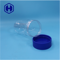 Pot rond en plastique de qualité alimentaire sans BPA, étanche, facile à ouvrir, avec couvercle à vis bleu pour bonbons, collations, guimauves