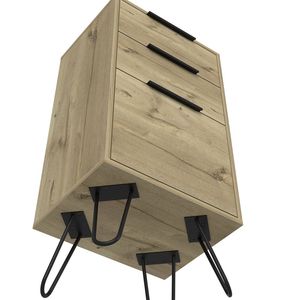 Skyoner DB Finition chêne clair Commode avec pieds en épingle à cheveux Supérieure Trois tiroirs supérieurs - Product Image 2