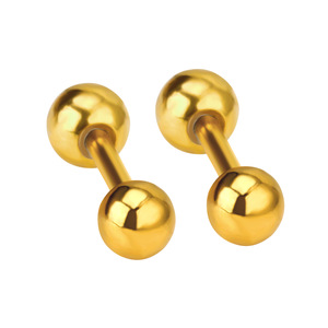 Stainless <b>Steel</b> <b>Ball</b> Stud Earrings 10mm Gold Plated Minimalist Everyday Wear Women's Jewelry - Product Image 2