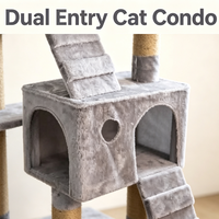 Arbre à chat pour grands chats avec plusieurs poteaux à gratter en sisal, trois plateformes de repose et un grand espace d'activités