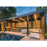 Moderne Classique 3x4m Pergola en Aluminium Étanche Gazebo Stores Mur LED Terrasse Jardin Pavillon Extension Mirador Balcon 4x4