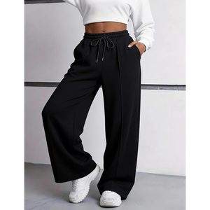 FOXA Womens Wide Leg Sweatpants Drawstring <b>Elastic</b> Waist Baggy Pants With Pockets Athletic Joggers - Product Image 6