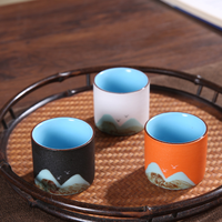 Juego de Tazas de Té de Cerámica China con Elementos Retro, Cinco Tazas, Juego de Té de Porcelana Kung Fu con Caja de Regalo de Lujo para Festivales y Regalos Empresariales
