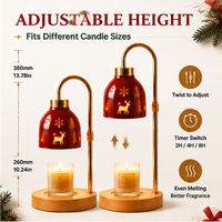 Lampe chauffe-bougie de Noël 2026 avec minuterie, hauteur réglable, base en bois électrique, pour cadeau de Noël et décoration intérieure