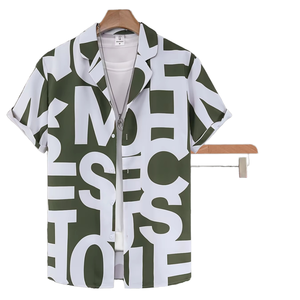 Ensemble chemise et short pour homme, décontracté, vert, tricoté, 100% polyester, imprimé graphique, séchage rapide, pour l'été, vêtements de plage, streetwear, assorti - Product Image 1