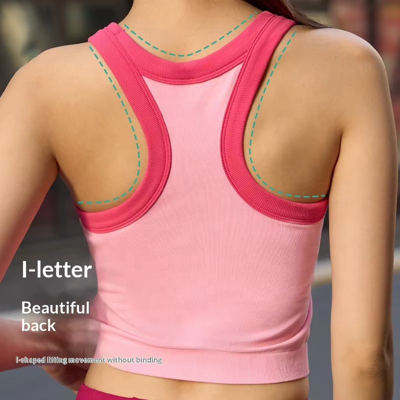 Wholesale Women's Breathable Sports Vest Yoga Beautiful Back Design Medium-High Chest Pads Suitable Outerwear