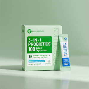 Un supplément de marque pour la santé des adultes de la poudre d'enzymes prébiotiques et digestives restaure la santé intestinale dans le jus de smoothie - Product Image 1