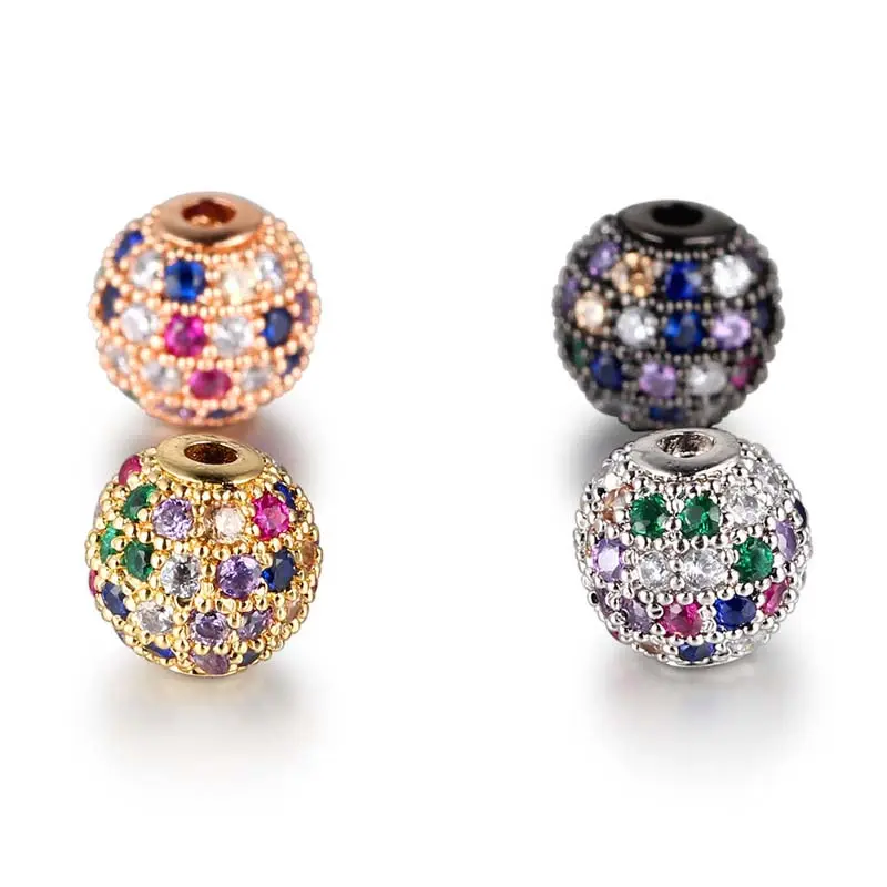 Wholesale Diamond Jewelry Findings Brass Beads, Micro Pave CZ Beads Cubic Zirconia Beads für Jewelry Making