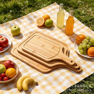 Tabla de cortar de bambú rectangular de 14x33cm, 16x44cm, 22x44cm con asa para cortar pizza, sushi y uso en la cocina. - Product Image 2
