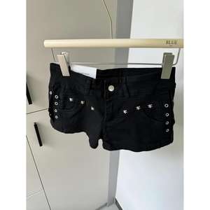 กางเกงขาสั้นผ้ายีนส์เอวสูงยกสะโพกตรงของผู้หญิงสำหรับฤดูร้อน2025พร้อมหมุดย้ำสไตล์สาวฮอตสำหรับไนท์คลับ - Product Image 2