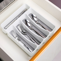 Organisateur de vaisselle, Mini argenterie PP TPR plateau à couverts avec 5 diviseur pour cuillère fourchette couteau