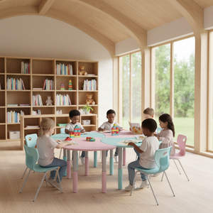 <span class=keywords><strong>Scrivania</strong></span> e sedia per bambini impigliabili in combinazione di colori rosa e blu, tavolo interattivo per l'asilo - Product Image 5