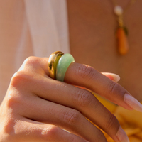 Bagues en pierre naturelle J&D de style vintage pour femmes, avec cristaux blancs, aventurine verte et agate rouge
