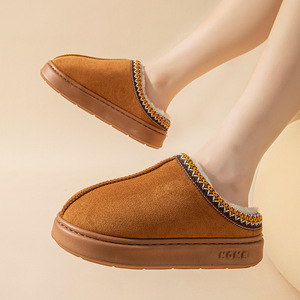 Pantuflas de Algodón de Moda de Invierno Novedosas Transfronterizas al por Mayor para Hombre y Mujer, Estilo Pareja, de Gamuza Cálida con Entresuela de EVA Duradera - Product Image 1