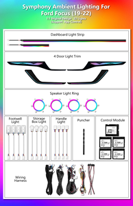 Kit de Actualización de Iluminación Interior Personalizado con Luz Ambiental Dinámica de 64 Colores para Ford Focus MK4 2019-2025 - Product Image 6