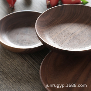 ถาดไม้วอลนัทสีดำทรงกลม ทำด้วยมือ สไตล์ญี่ปุ่น สำหรับใช้ในบ้าน - Product Image 4