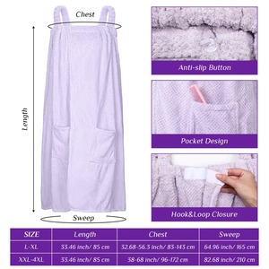 Vente en gros usine Robe-serviette de bain et jupe de bain portables pour femmes grandes tailles, antidérapants, avec poches, pour la maison, le <span class=keywords><strong>spa</strong></span>, l'hôtel et comme cadeau - Product Image 2
