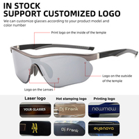 Lunettes de soleil à monture PC avec logo personnalisé, monture large monobloc, lunettes de soleil tendance avec verres PC
