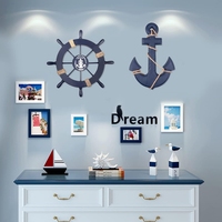 Rustikales Holz-Schiffslenkrad und Anker Wanddekor-Set, Stilleben-Design, 2-teilig, Mediterranes Nautisches Thema für Hochzeiten und Geburtstage