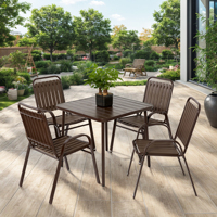 Chaise de jardin moderne légère en résine, empilable, pour extérieur, avec design à lattes, impression UV, résistante aux intempéries, pour hôtel, parc, patio