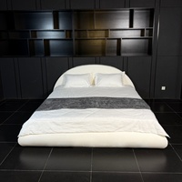 Nouvelle Tête de Lit Arrondie avec Barreaux Latéraux Épaissis, Cadre à Lattes Métalliques Silencieux, Ensemble Complet Lit King Size (Tête de Lit, Sommier et Cadre de Lit)
