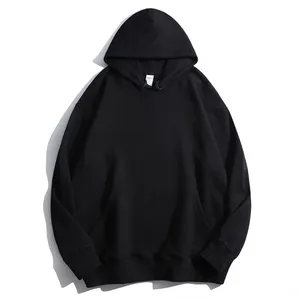 400 gsm Unisex Pullover Hoodie Black with Satin Lining Heavyweight 100% Cotton Sustainable