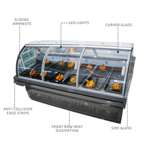 Fleischkühlvitrine zum Fabrikpreis Gebogene Glas-Fleischkühltheke Kontrollierte Fleischpräsentationsvitrine für Metzgereien - Product Image 4