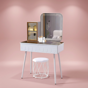 Modern Eco-Friendly Durable <b>Makeup</b> Vanity Table with Standing <b>Mirror</b> Storage Desk for Bedroom Furniture - Product Image 3