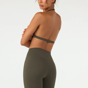 Nuevo Sujetador Deportivo Halter Sólido de Alta Calidad para Mujer, Suave como <span class=keywords><strong>la</strong></span> Mantequilla, Elástico, con Copas Extraíbles, Soporte Ligero, Top de <span class=keywords><strong>Yoga</strong></span> - Product Image 3