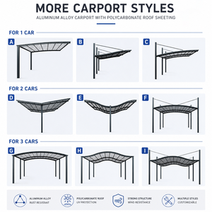Abri de voiture double en alliage d'aluminium, abri de stationnement extérieur robuste avec toit imperméable pour 2 voitures, cour de villa, allée - Product Image 4