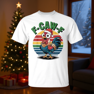 Camiseta navideña retro con diseño de gallo F-Caw-F, unisex, talla para adultos M-XL, camiseta divertida para las fiestas - Product Image 3