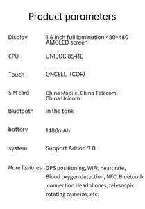 Montre connectée U8Ultra 4G AMOLED avec carte SIM, écran 1,508 pouces 480x480, stockage 3 Go + 32 Go, calendrier, suivi GPS, IP68, assistant vocal IA - Product Image 5