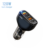 Chargeur de voiture super rapide 120W PD60W QC3.0 4 ports USB Type C Adaptateur de charge rapide 12V 24V pour tous les smartphones