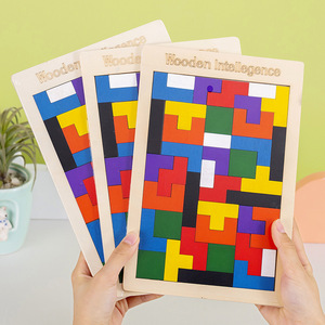 Wooden Thickened Educational for <strong>Block</strong> Puzzles for Children Ages 0-24 Months Street Stall Toy Wholesale Cross-Border - Product Image 3