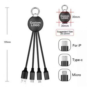 Cable USB con Logotipo LED Personalizado al por Mayor, Cable de Carga 3 en 1 Tipo-C con Llavero, Cables de Carga para Teléfono, Regalo Empresarial - Product Image 3