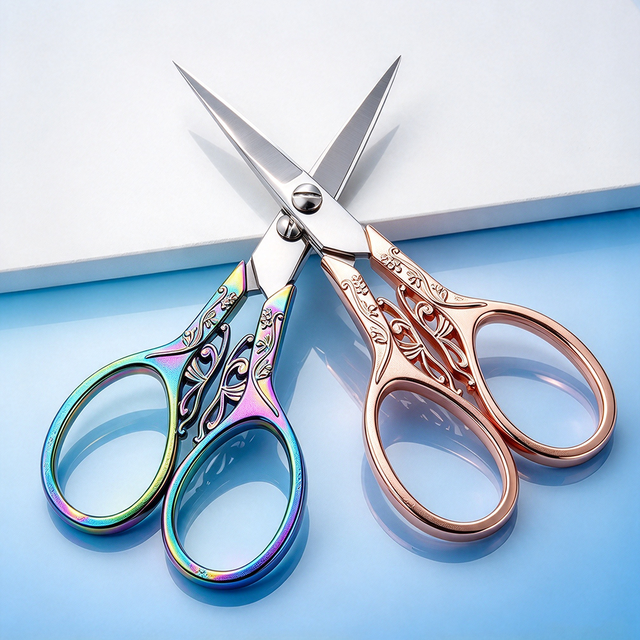 Vintage Small Stainless Steel Right-Handed Beauty Scissors Sharp Tip Crafting Sewing Embroidery Makeup Trimming Customizable