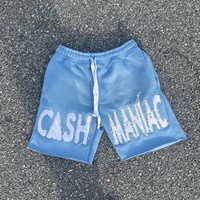Streetwear 100% coton patch brodé Vintage soleil délavé lavage à l'acide en détresse short court personnalisé français éponge été hommes
