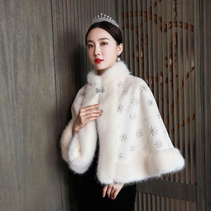 S4309F longues robes de soirée Cape luxe nouvelle haute qualité blanc <span class=keywords><strong>pas</strong></span> <span class=keywords><strong>cher</strong></span> Cape mariage capes hiver Cape - Product Image 2