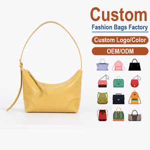 Bolso de Hombro de Cuero Genuino para Mujer, Estilo Vintage, Diseño de Media Luna con Costuras Decorativas, Bolso de Lujo Ligero Premium, Procesamiento ODM - Product Image 1