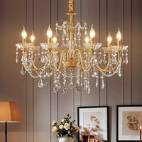 Lustre JACKSUN en cristal K9 doré de grande taille, style rétro, pour salle à manger, lumière principale, base E14, 8 lumières, lustre suspendu en cristal de luxe