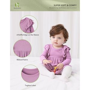 Camiseta de Manga Larga para Niña Pequeña BambooBud, Top con Volantes, Algodón y Fibra de Bambú, 2-5 Años - Product Image 2