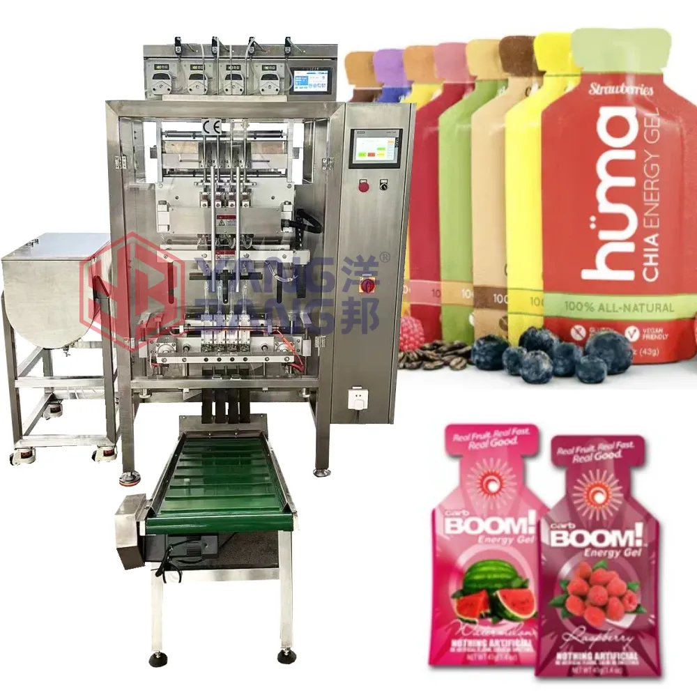 Automático 4 Lane Irregular Shaped Sachet Líquido Máquina De Embalagem Para Polpa De Frutas Multilane Vertical Máquina De Embalagem Para Energia Gel