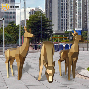 Escultura Hanhua de Ciervo Geométrico en Acero Inoxidable, Adorno de Jardín para Exteriores, Escultura de Animal Facetada, Decoración Metálica para Césped - Product Image 2
