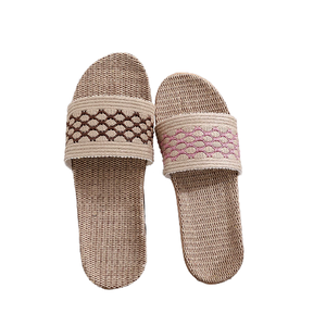 Sandales ouvertes en lin pour hôtel, style été, douces, confortables, antidérapantes, semelle extérieure en EVA écologique, semelle intérieure en coton - Product Image 1