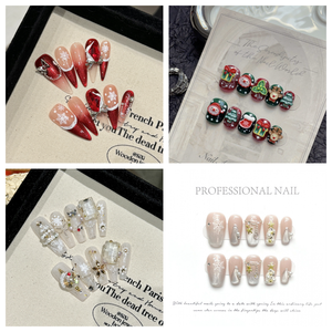 Colección navideña hecha a mano, abalorios para <span class=keywords><strong>uñas</strong></span>, <span class=keywords><strong>uñas</strong></span> de prensa falsas de ABS de lujo con logotipo personalizado, embalaje, suministros de salón a granel - Product Image 6